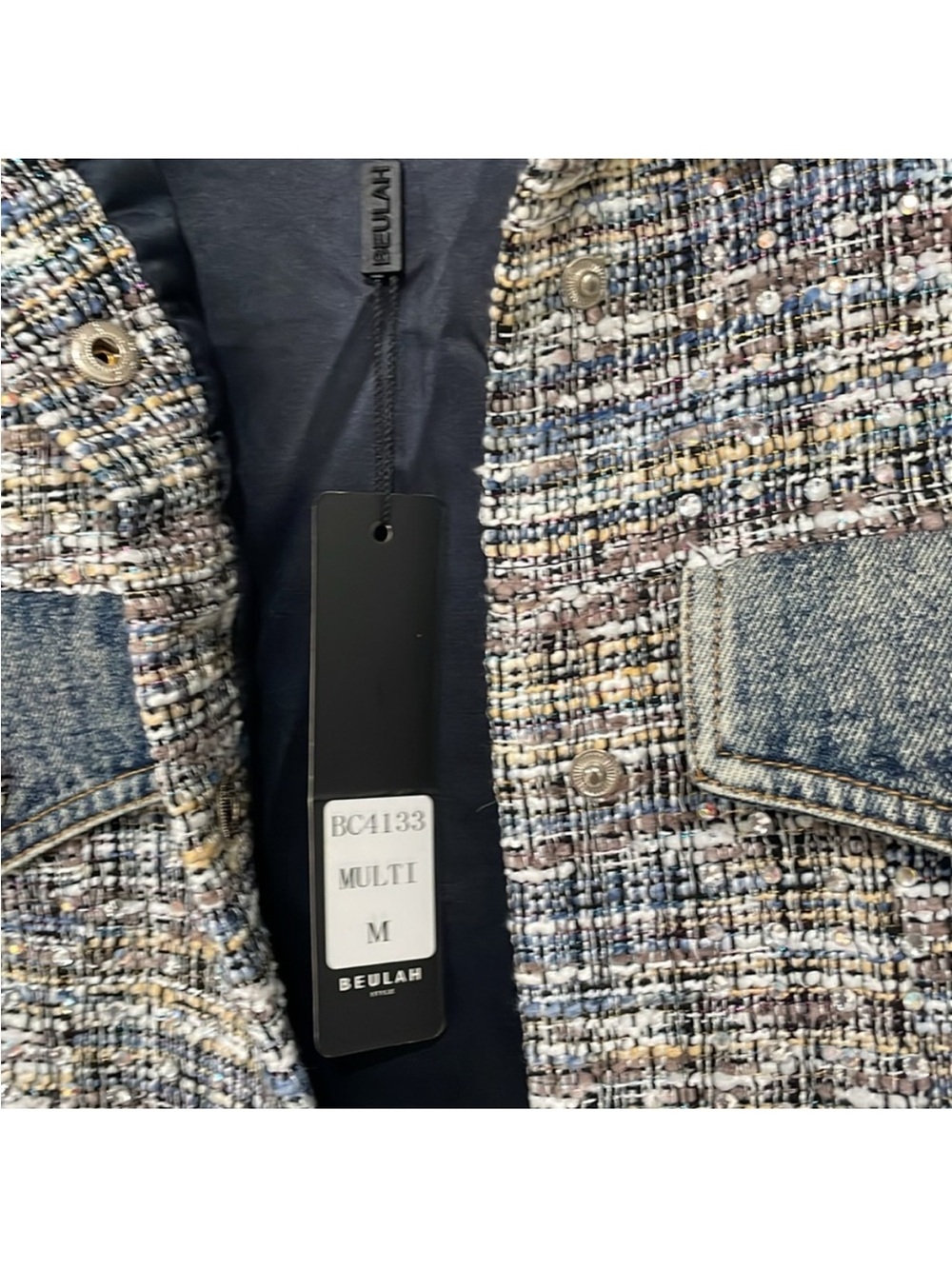 Tweed and Denim Jacket in Multicolor - Picture 6 of 10
